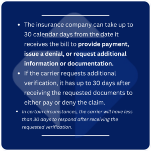 timeframe for an insurance company response